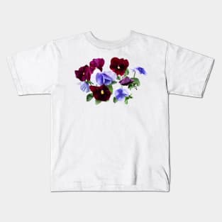 Pansies - Maroon And Purple Pansies Kids T-Shirt